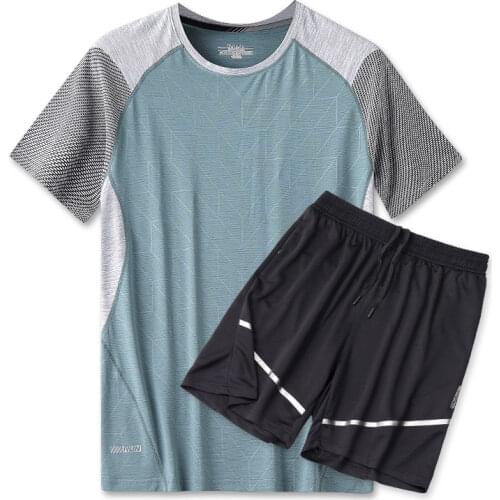 2PCS/Set Tracksuit For Fitness Mens Sports Running Set Trainning Shirt with Shorts Fitness Workout Kit Gym Running Sets
