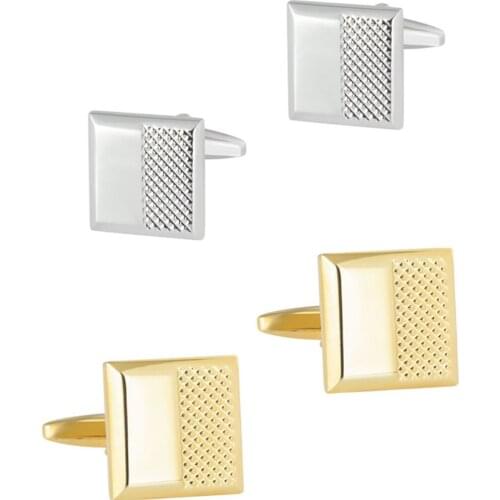 20pairs/lot Silver/Gold Square Laser Checker Grid Cufflinks Brush Drawing Cuff Links Business Style Mens Jewelry Accessory