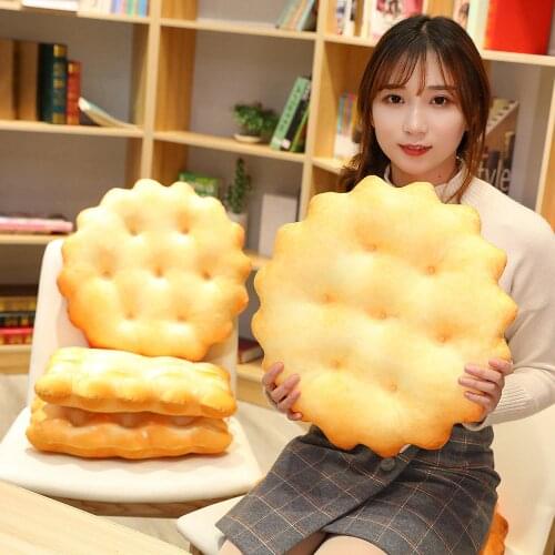38/40cm Simulation Biscuits Plush Cushion Stuffed Round Cookie Plush Toys Lifelike Soft Food Pillow Chair Car Seat Funny Gifts