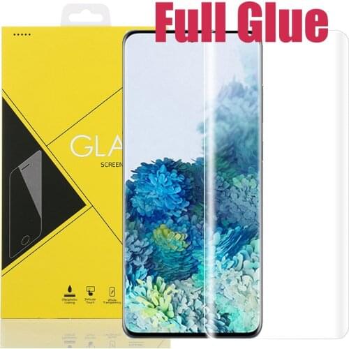 100pcs 3D Curved Full Glue Tempered Glass For Samsung Galaxy S21 Ultra S20 Plus S10 S9 Note 20 10 9 Screen Protector With Box