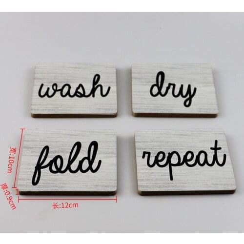 4PCS Laundry Room Wall Decor Farmhouse Wood Sign Shelf Sitter Cute Laundry Signs