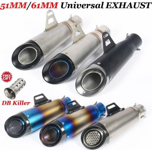 51mm Universal Motorcycle Exhaust Pipe Escape Modified Carbon Fiber Muffler For CB650R S1000RR Z900E MT07 MT09 FZ6 NC700X NC750
