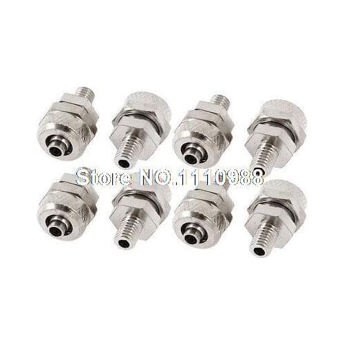 8 Pcs 5mm Threaded 6mm Hose OD Pneumatic Fuel Gas Air Tube Coupling Connector