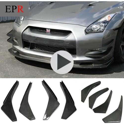 Car Accessories For Nissan R35 GTR 2012 On Carbon Fiber Front Bumper Canard(For OEM Bumper) Glossy Finish Splitter Lip Claw Kit