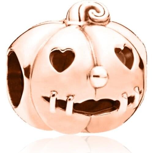Hollow Heart Eyes Pumpkin Monster Charm Fit Original Pan Charms Bracelet Funny Cushaw Beads DIY Jewelry for Women Halloween Gift