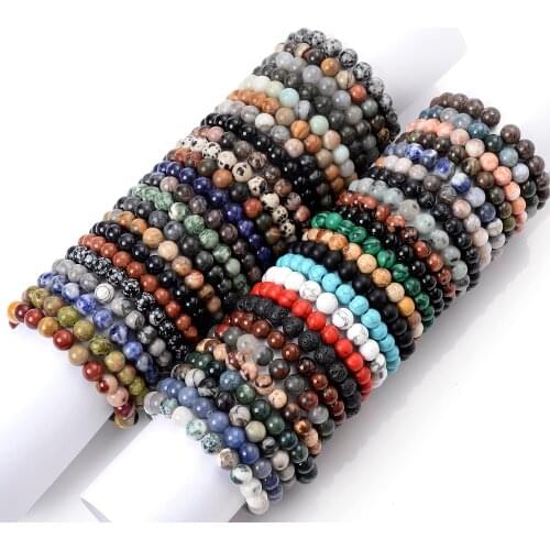 8mm Natural Beads Bracelet Amazonite Lava Turquoises Reiki Yoga Healing Stone Bracelets for Men Women Charm Jewelry Gifts