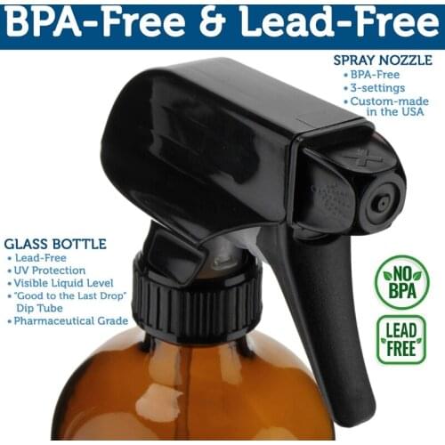 Q1FB 2pcs 500ml Empty Amber Glass Spray Bottles Refillable Container for essential Oils Cleaning Products Aromatherapy