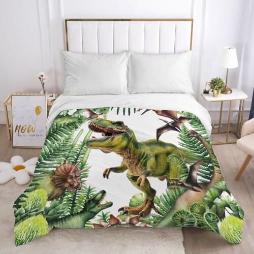 Cartoon Childrens Duvet cover Quilt/Blanket/Comfortable Case Bedding for kids baby boy girls 140x200 for Home dinosaur white