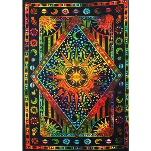 Purple Burning Sun Tapestry Psychedelic Plant Bohemian Tapestry macrame wall hanging Mandala boho decor Hippie Tapestry