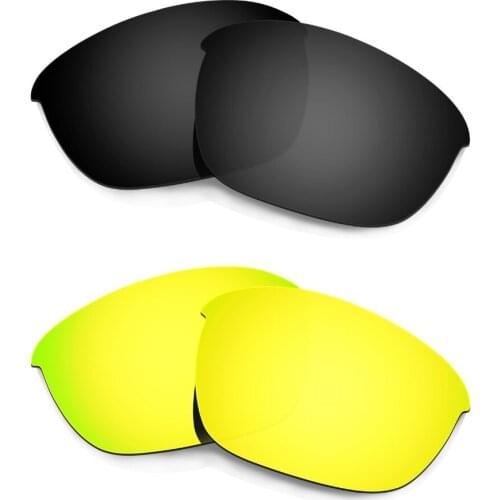 HKUCO 2 Pairs For Half Jacket 2.0 Polarized Replacement Lenses --Black & 24K Gold