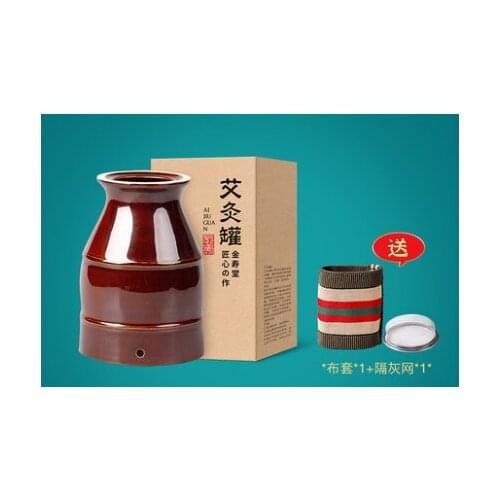 Moxibustion pot ceramic anti-scalding portable moxibustion household body fumigation beauty salon double-layer scraping cup