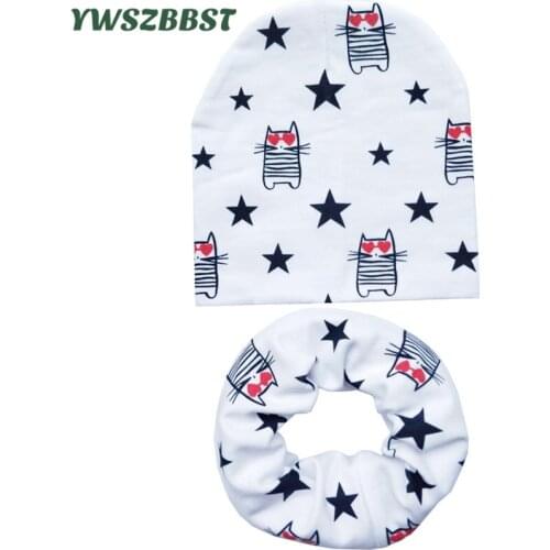 New Autumn Winter Baby Hat Set Boys Girls Neck Scarf Spring Warm Neckerchief Kids Beanies Sets Cotton Children Hat Scarf