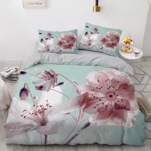 3D Bedding Sets Black Duvet Quilt Cover Set Comforter Bed Linen Pillowcase King Queen 140x200cm Flower Design Printed
