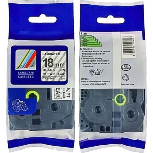 3/4'' tz label tape tz141 Tze-141 Tze141 tze 141 black on white for P-touch label printer label maker ribbon tape cartridge tape