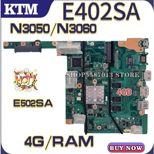 E402SA Laptop motherboard for ASUS E402S E402SA E502S E502SA original mainboard 4GB-RAM N3050/N3060