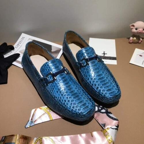 100% Genuine real genuine python skin fashion men shoe snake skin quality men shoe with cow skin lining red gold snake colors