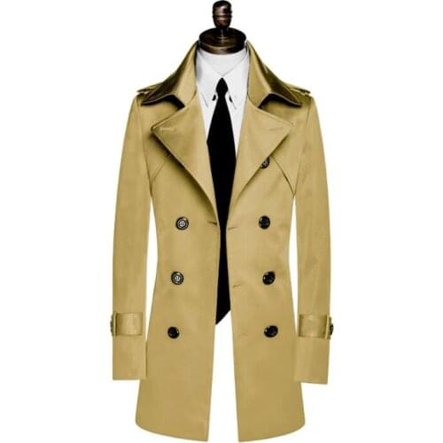 Mens trench coats khaki spring autumn man double breasted long coat men clothes slim fit overcoat long sleeve big size S- 9XL