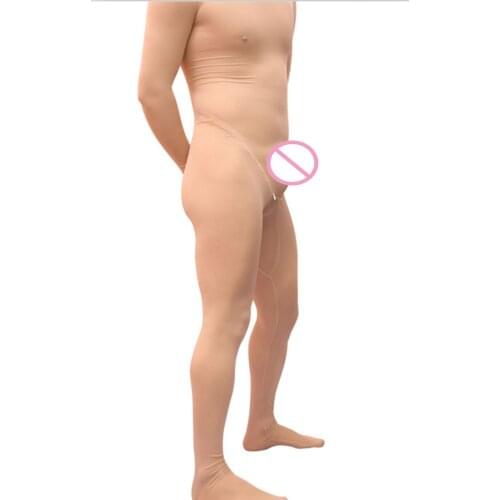 MEISE Men Sexy Full Bodysuit Transparent Ice Silk Breathable Leotard Zipper Front See Through Gay Exotic Lingerie Body Suit Male
