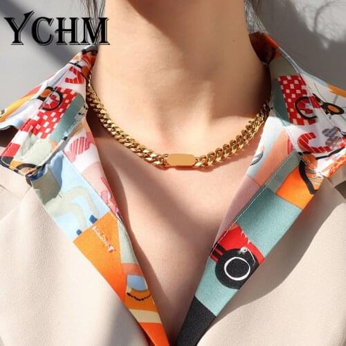 Stainless Steel Cuban Link Chain Choker Necklace Set Chunky Bracelet For Women Gold Plated Hip Hop Jewelry Set for Women