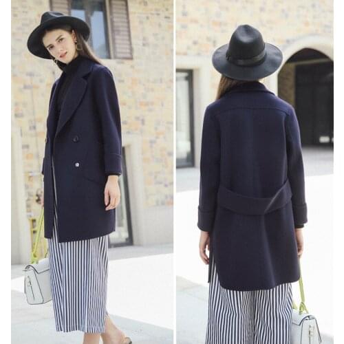 New Autumn Winter Double Breasted Wool Coat Women European Sweety Red Trench for Women Overcoat Long Sleeve LX1919