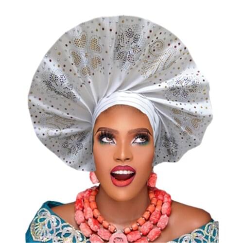 2018 New Arrival fan headtie gele Already Tied sego regular Headtie