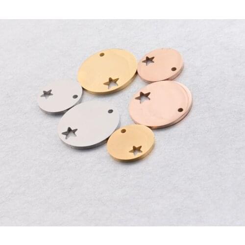 50pcs 10/15/20mm Rose Gold/steel Color Stainless steel Material mirror finish Hollow Star charm for DIY Handmade Jewelry Making