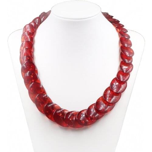 Exaggerated Personality Boho Necklace for Women Simple and Versatile Necklaces Faux Resin Ambers Beads Strand Chain Jewelry B341