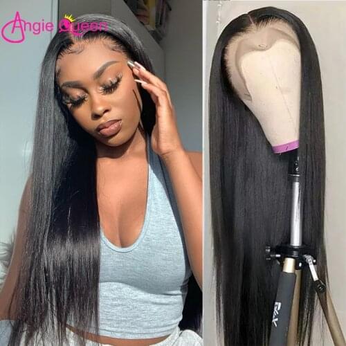 Angie Queen 360 Full Lace Wigs Straight Lace Front Human Hair Wigs For Women 180% Brazilian Wig Remy hair Natural Black Lace Wig