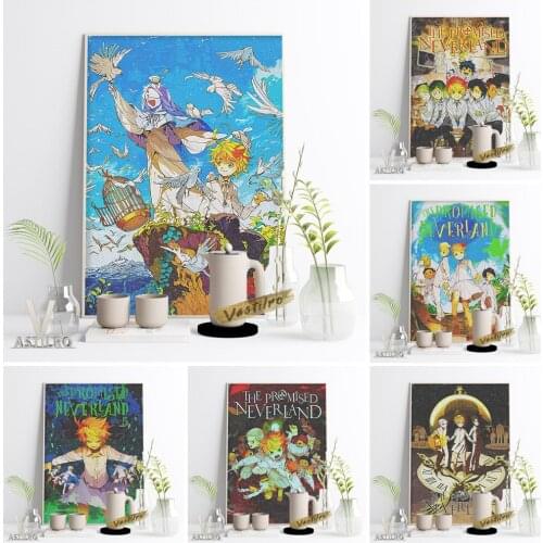 The Promised Neverland Japanese Anime Wall Art Poster Cartoon Print Wall Picture Otaku Bedroom Living Room Home Decor Fans Gift