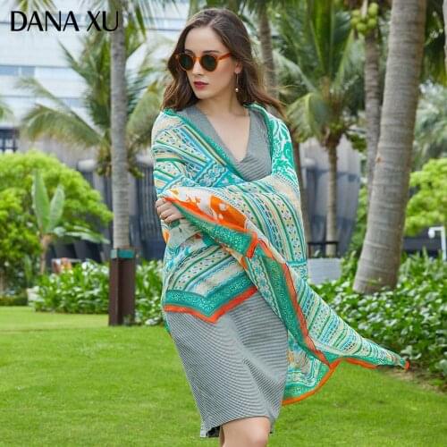 2019 Silk Long Scarf Luxury Brand Women New Design Beach Blanket Shawl Wear Swimwear Bandana Hijab Face Shield Foulard 245*110cm