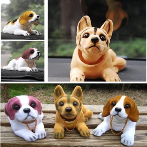 Car Dashboard Nodding Dog Dolls Auto Shaking Dash Toy Head Bobble Head Dog Car Ornament Bobblehead Dog Car Interior Decoration