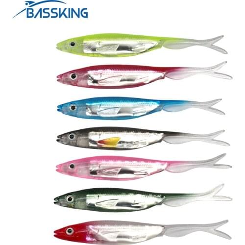 BASSKING 5pcs 95mm3.8g Colorful Soft Bait Laser Fishing Lure Silicone Swimbait Isca Artificial Para Pesca Peche Fishing Wobblers