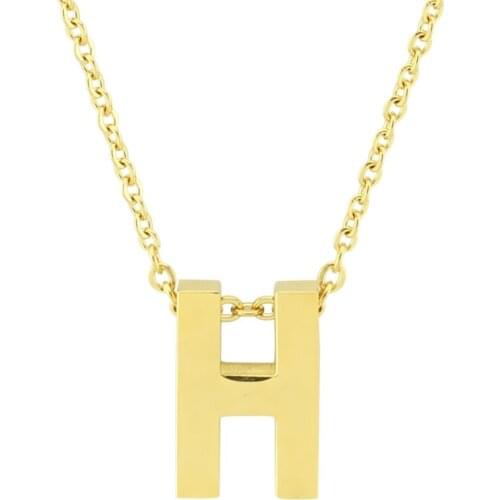 Hot Sale A-Z Alphabet 18"(45cm) Letter Necklaces Pendants Initial Necklace Gold Color Stainless Steel Choker name long Necklace
