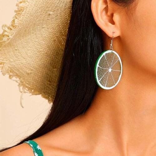 Christmas Lemon Earing for Woemn 2021 Trend Resin Long Cute Unusual Earrings Pendant Fashion Fruit Jewelry for Girls Gifts