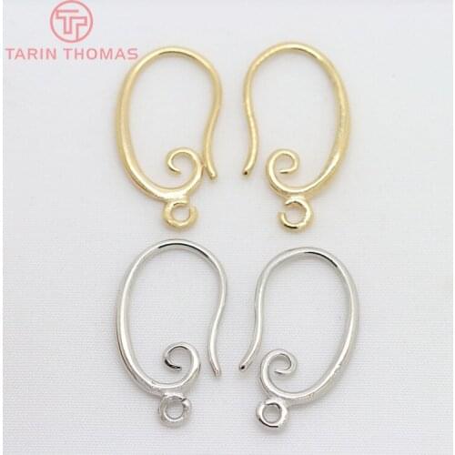 12PCS 10x16MM 11x19MM 24K Champagne Gold Color Plated Brass Curling Style Earrings Hooks High Quality Diy Jewelry Accessories