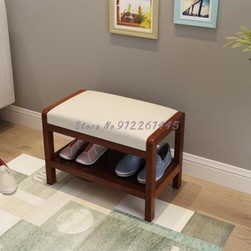 Solid wood Nordic shoe changing stool shoe cabinet can sit and store simple modern shoe wearing sofa stool door shoe stool stora