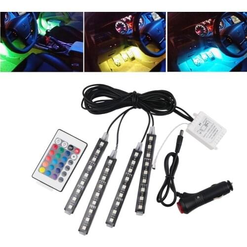 12v RGB Car Led Strip Light Atmosphere Wireless Remote Atmosphere Lamps Car Interior Decoration Light With Remote 12V Auto Lamp