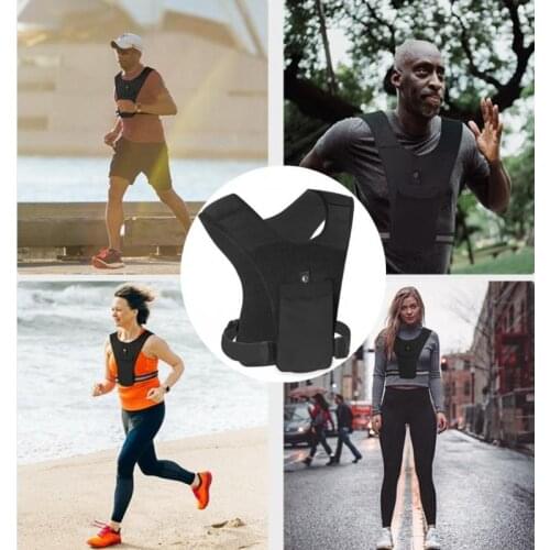 Reflective Running Vest with Breathable Bag Mobile Phone Pocket for Night Running Jogging Walking Sports