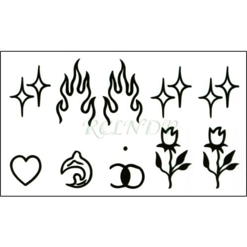 Waterproof Temporary Tattoo Sticker Flame Love Heart Flower Star Element Body Art Fake Tatto Flash Tatoo for Men Women