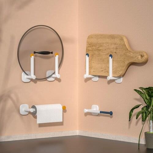 2PCS L-shaped telescopic hook, punch-free, turnable viscose wall hanger, kitchen, bathroom, toilet, seamless paste hook