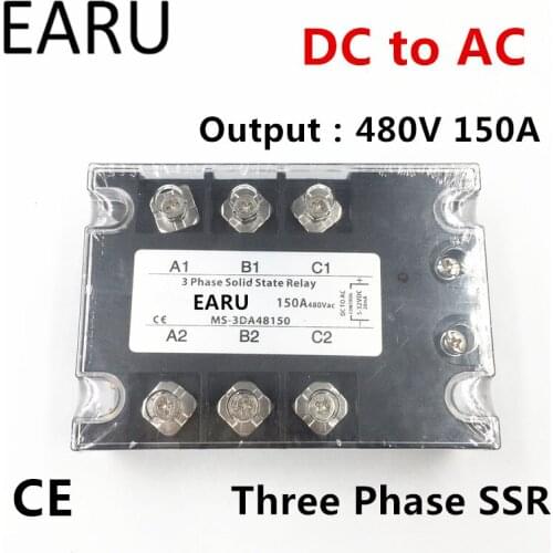TSR-150DA SSR-150DA Three Phase Solid State Relay DC 5-32V Input Control AC 90~480V Output Load 150A 3 Phase SSR Power DA48150