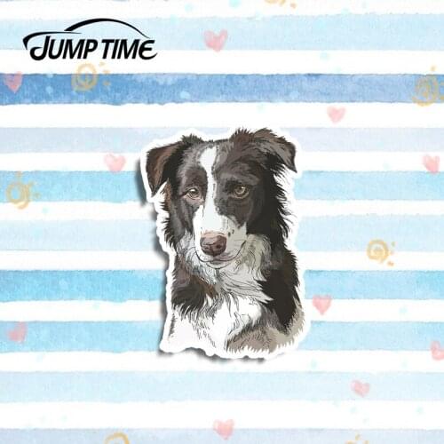 Jump Time 13cmx9.2cm Border Collie Head Car Stickers Vinyl Decal Dog PuppyTravel Luggage Waterproof Car Accessories