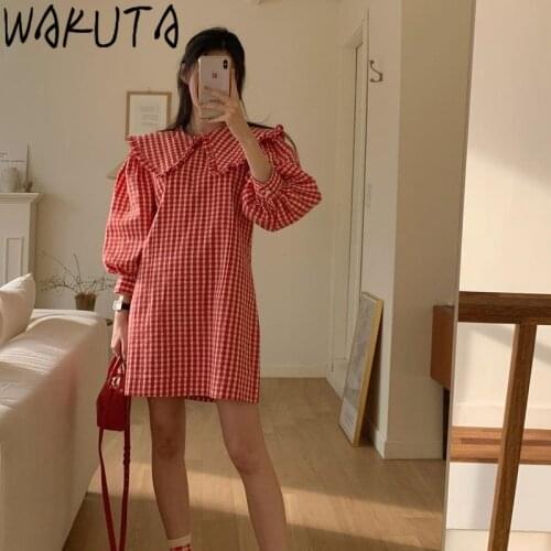 Модные платья в клетку Wakuta China At AliExpress