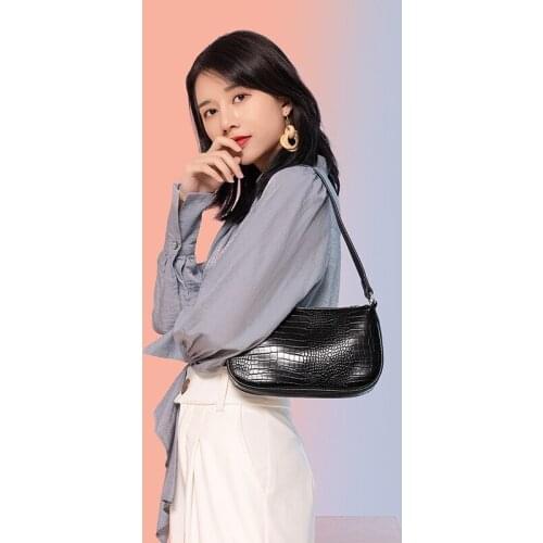 Women Shoulder Bags PU Leather Crocodile Pattern Underarm Bag Female Shoulder Handbag High Quality Leather Purse Bags