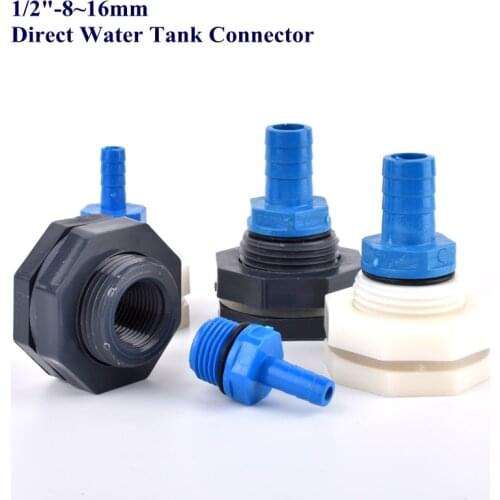 1/2" -8~16mm ABS/PVC Direct Water Tank Connector Fish Aquarium Drain Fittings Adapter Garden Irrigation System Pipe Hose Joints