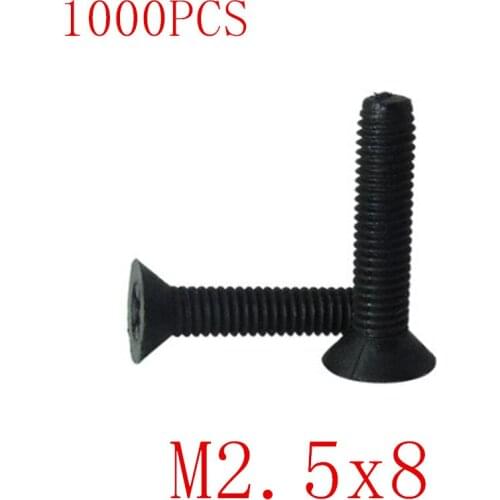 1000pcs wholesale M2.5*8 m2.5x8 black cross flat plastic screw Nylon insulated screw countersunk head cross bolt screw