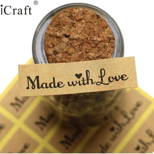 1200pcs Vintage made with Love Kraft Seal Sticker Creative DIY Gift Seal Label Sticker For Party Favor Gift Bag Candy Box Decor
