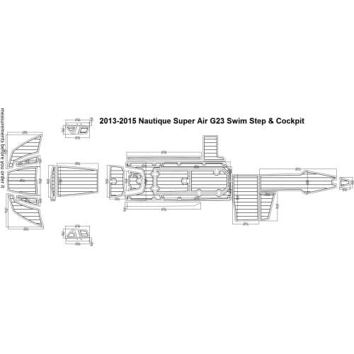 2013-2015 Nautique Super Air G23 Swim Step & Cockpit Pad Boat EVA Teak Decking 1/4" 6mm