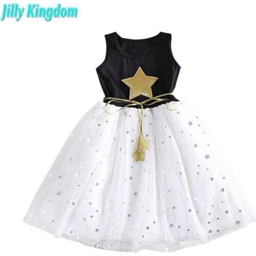 2019 Summer Kids Girls Dresses Gold Star Baby Girl Kids Clothes For Toddler Girl Dress Casual Chiffon Tutu Dress Casual Costume