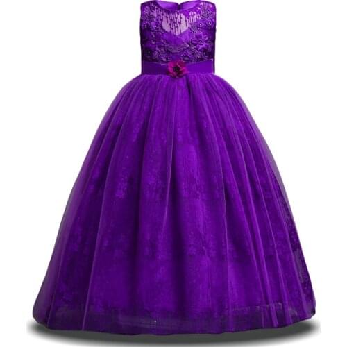 2021 Summer Kids Bridesmaid Flower Girls Dress For Wedding Party Dress Elegant Girls Princess Dress Children Clothing 12 14 Year